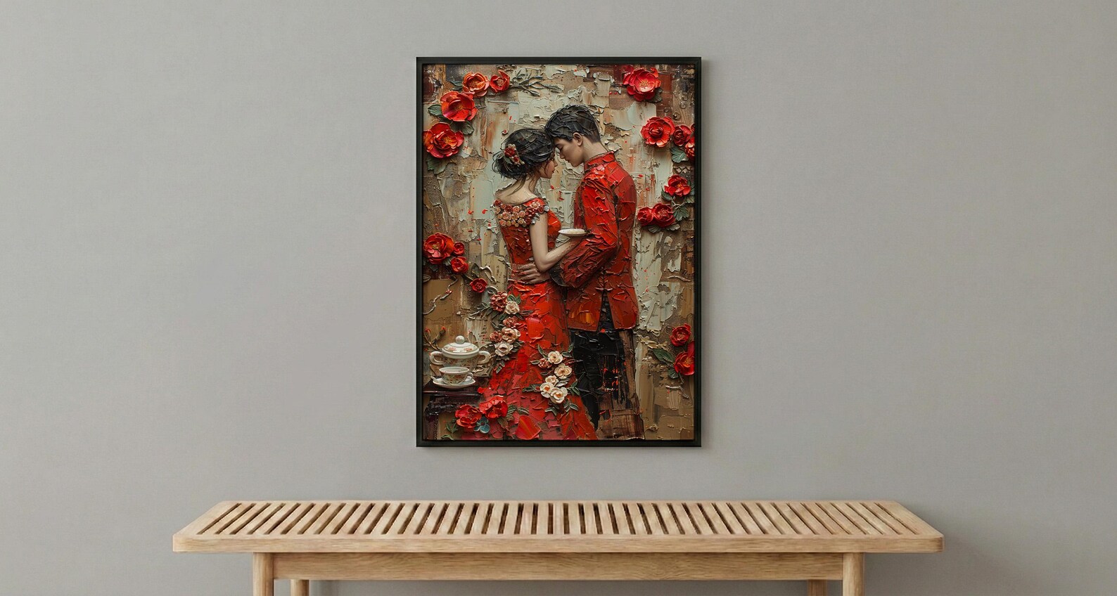 Chinese Tea Ceremony Art Print, Traditional Qipao Decor - Asian Wedding Gift — view 6