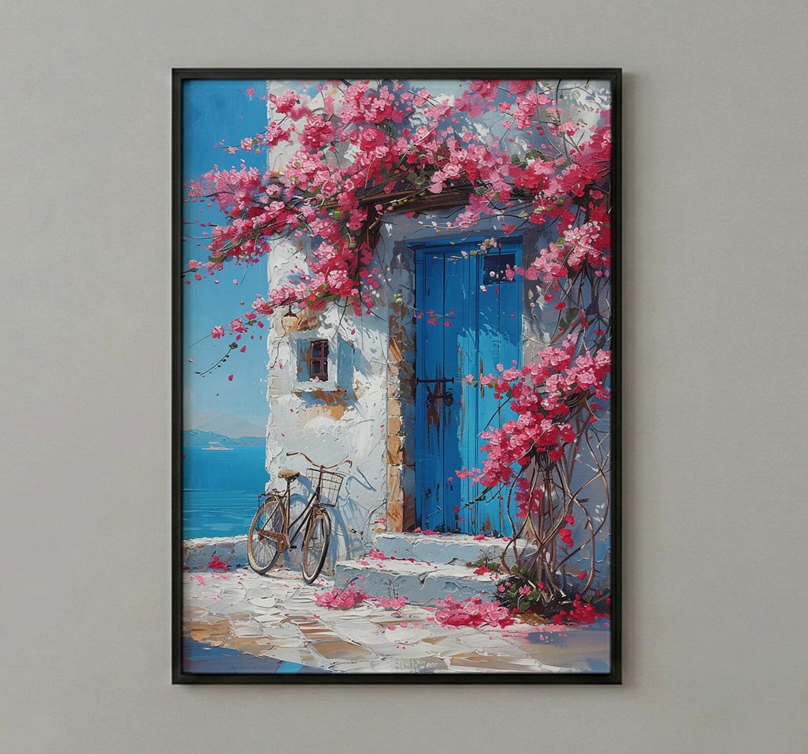 Crete Bougainvillea Wall Art, Greek Island Spring Poster - Above Bed Art — view 3