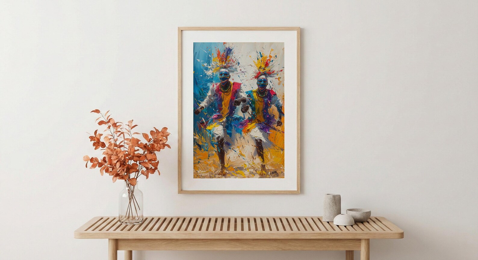 Traditional African Dance Wall Art, Summer Decor - Mask Dancer Print — view 4