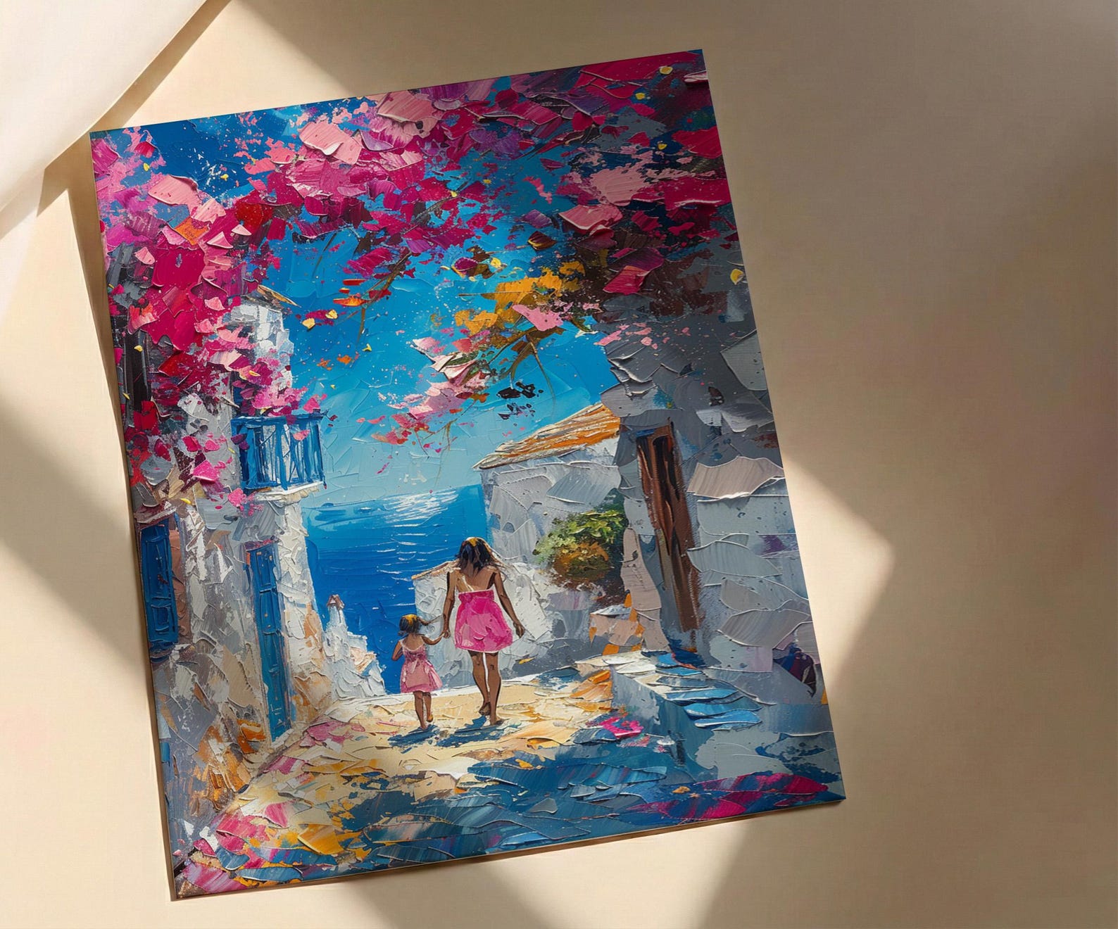 Alacati Turkey Print, Aegean Coastal Wall Art, Mothers Day Gift From Daughter, Mother Daughter Poster, Museum Quality Decor — view 2