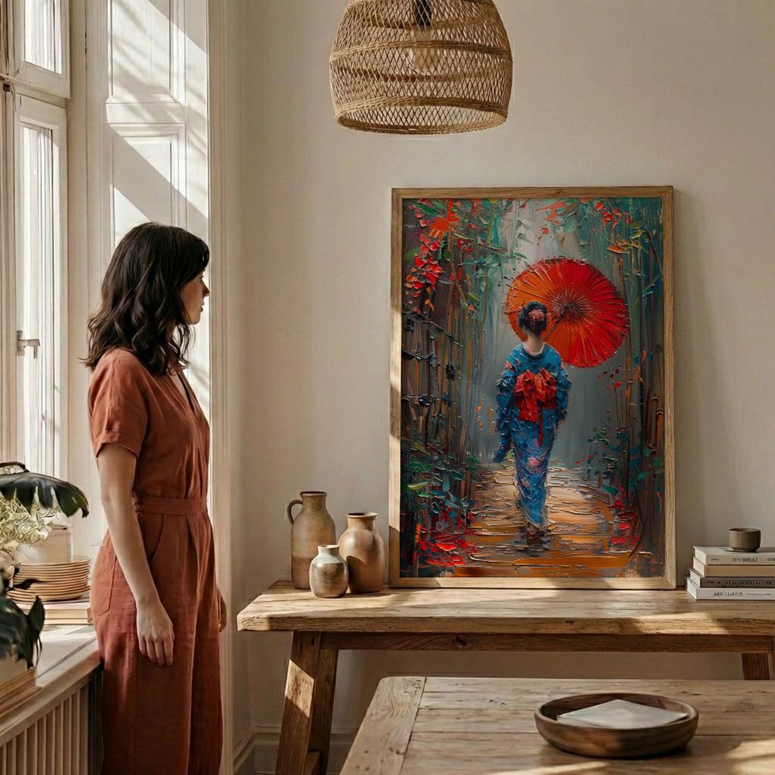 Kyoto Geisha Poster, Red Umbrella Decor - Japan Street Art — view 6