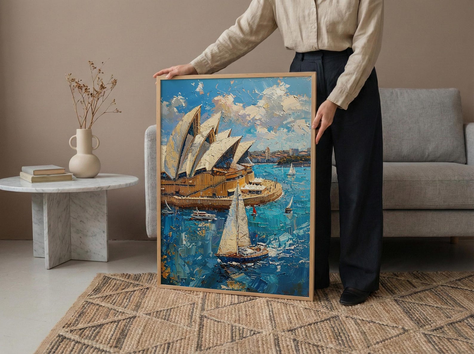 Sydney Opera House Wall Art, Australia Travel Home Decor - Bright Blue City Summer Vibe — view 6