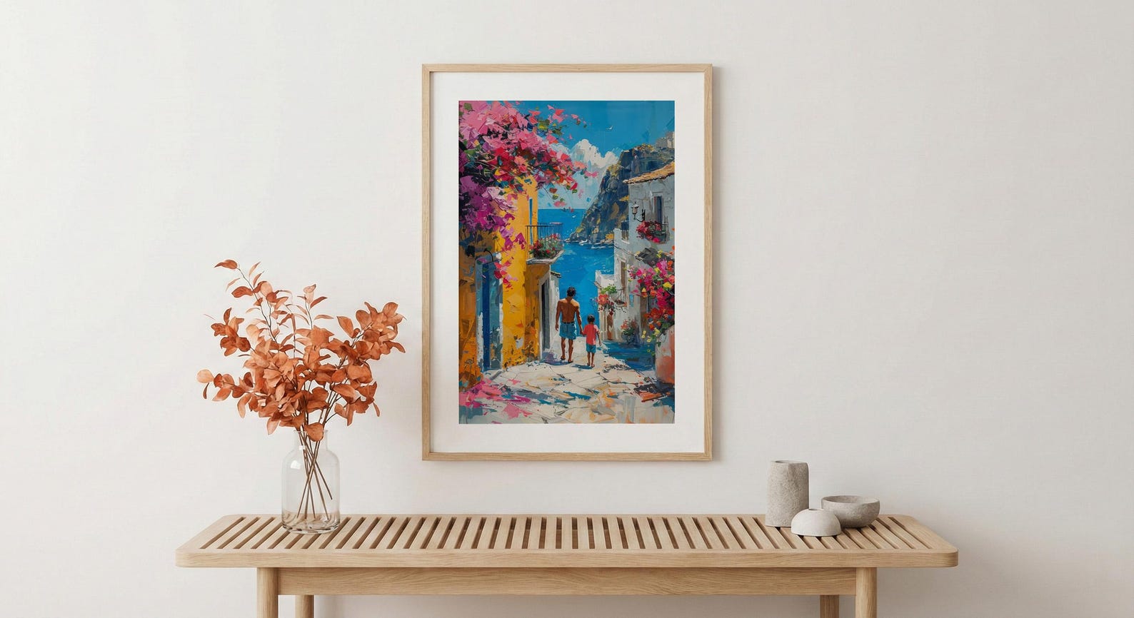 Mexican Village Art Print, Father And Son Poster - Colorful Family Decor — view 5