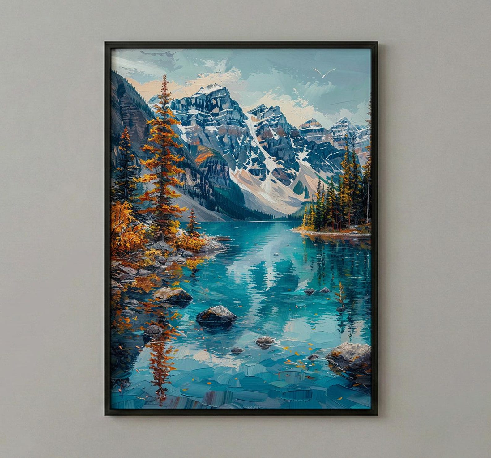 Banff Moraine Lake Art Print, Canadian Rocky Mountain Decor - Turquoise Water Summer Landscape — view 2