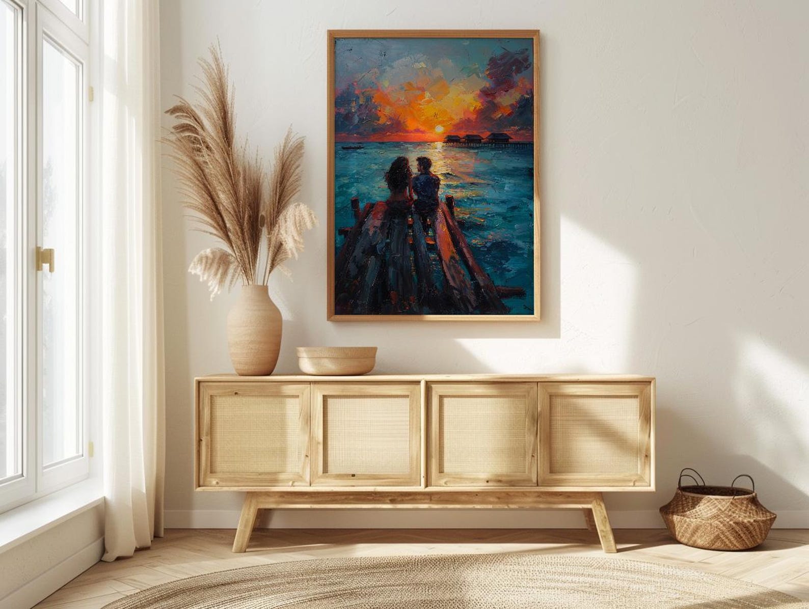 Maldives Ocean Wall Decor, Tropical Sunset Print - Master Bedroom Art — view 4