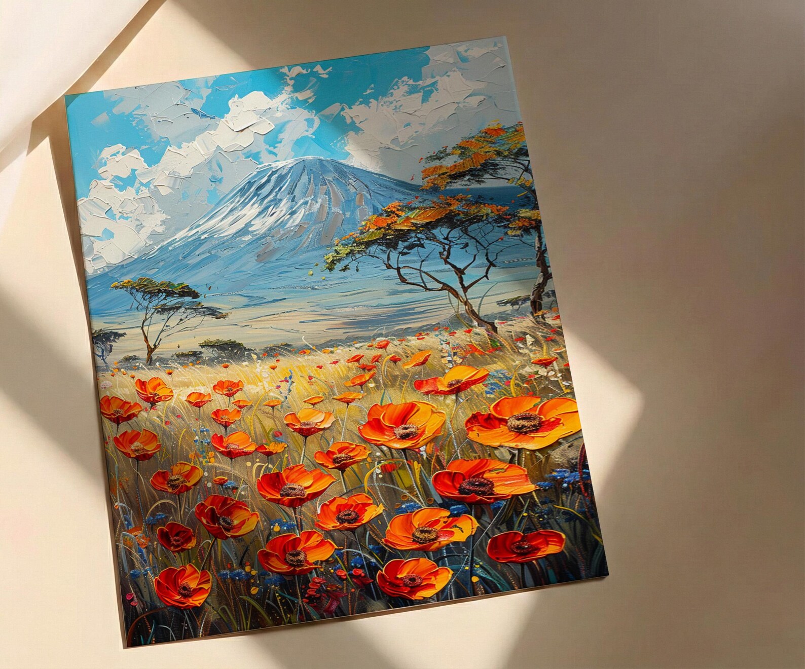 Kilimanjaro Wall Art, Blooming Savanna Decor - Majestic Mountain Print — view 5