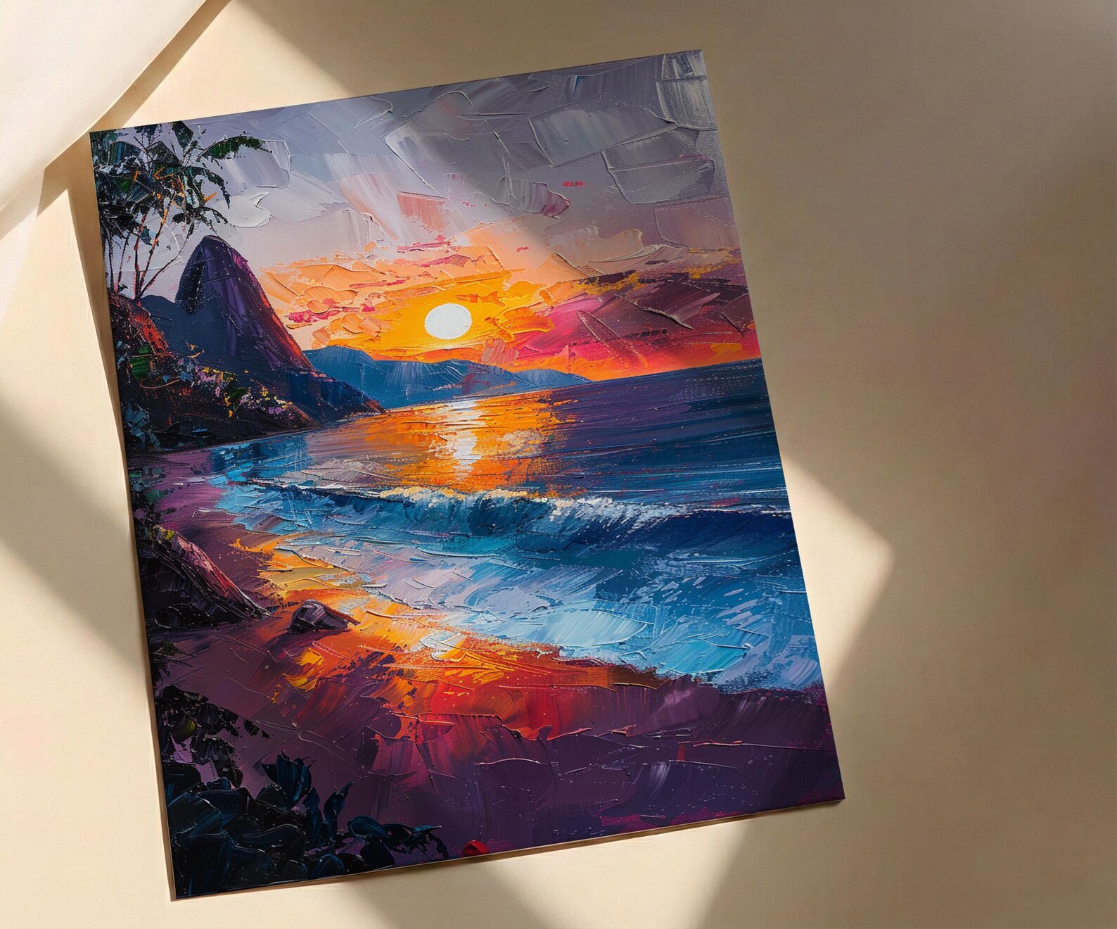 Rio Sugarloaf Mountain Poster, Brazil City Nature Decor - Vibrant Orange Sunset Sky — view 3