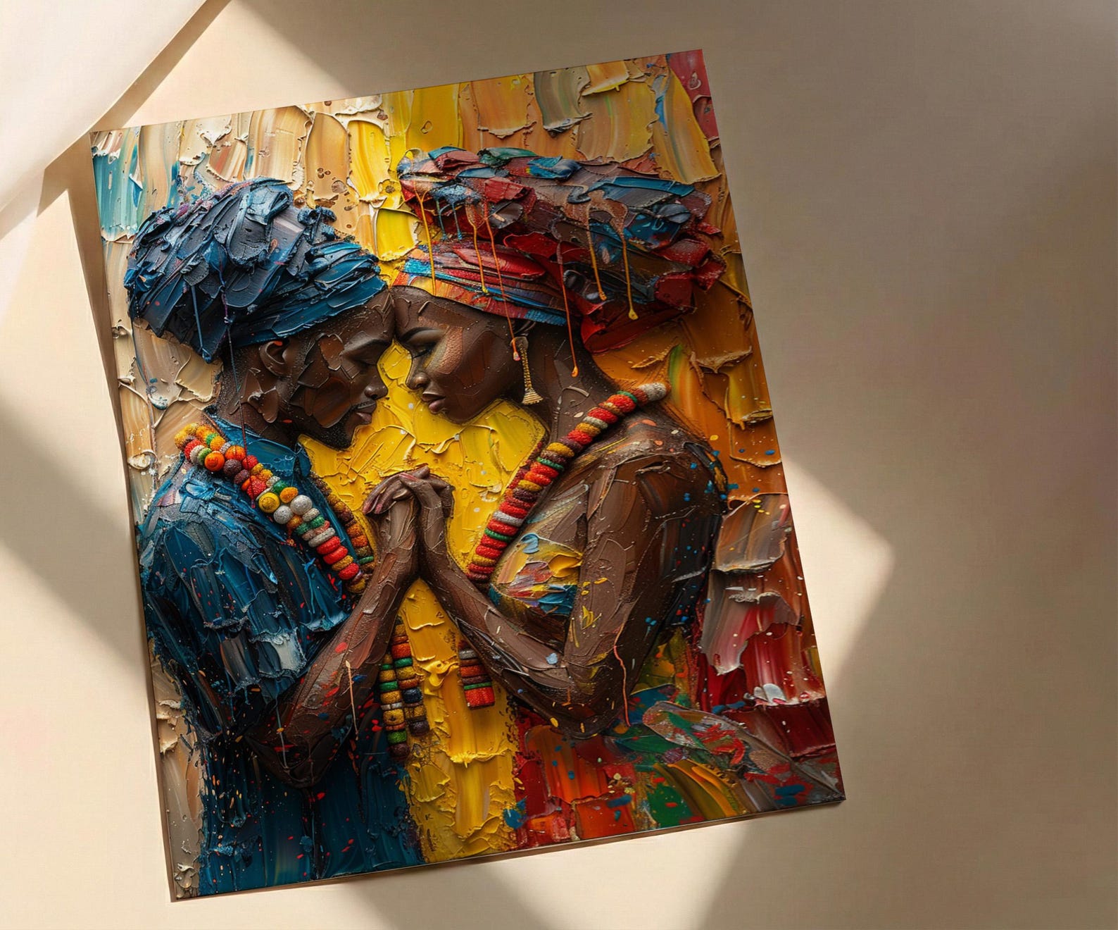 African Bride and Groom, Black Love Wall Art - Anniversary Gift — view 3