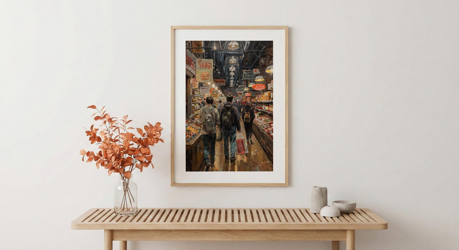Philadelphia Reading Terminal Art Print, Indoor Food Market Decor - Warm Glowing Summer Light — view 4