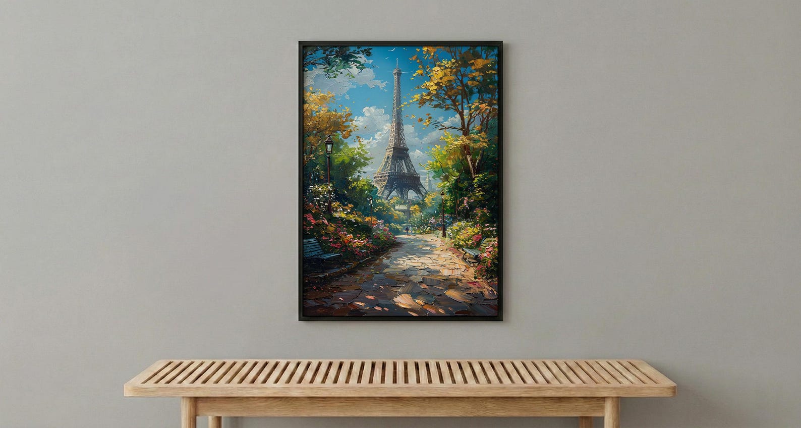 Paris Eiffel Tower Art, France City Decor - Lush Green Park — view 6
