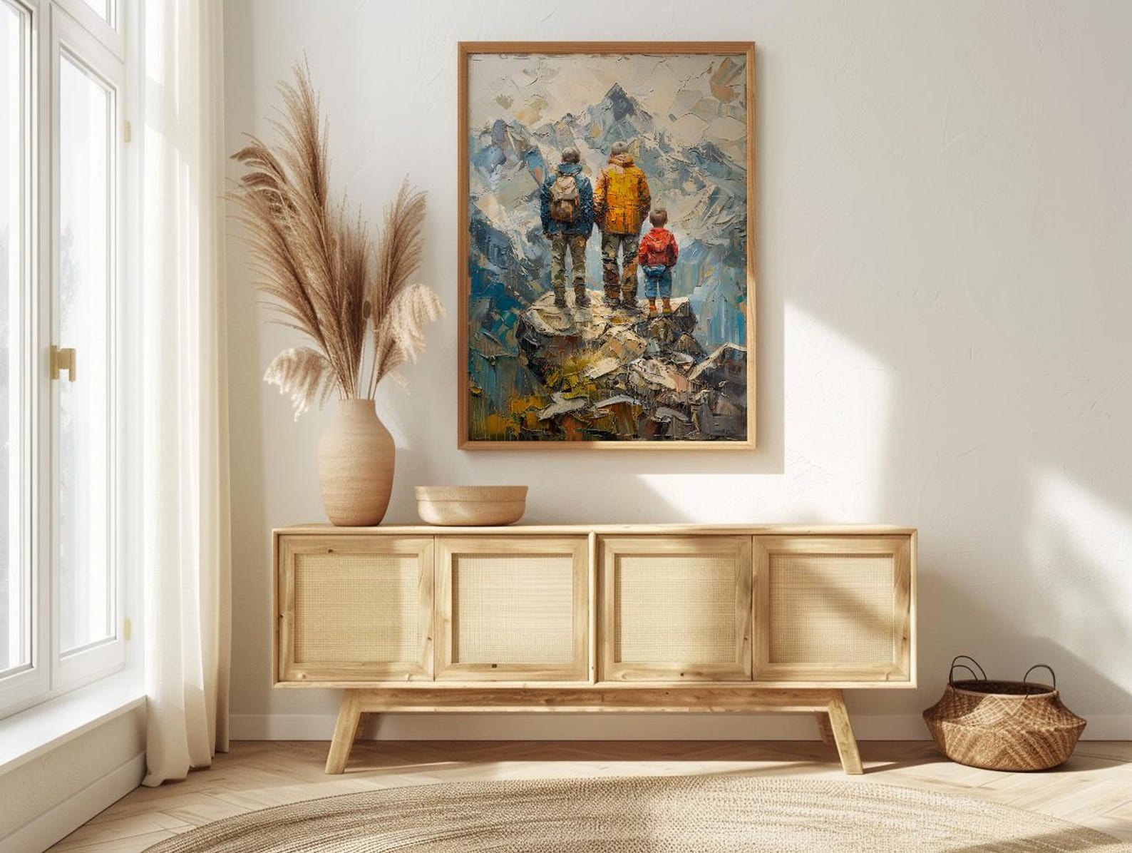 Three Generations Men Art Print, Grandfather Father Son Decor - Mountain Poster — view 4