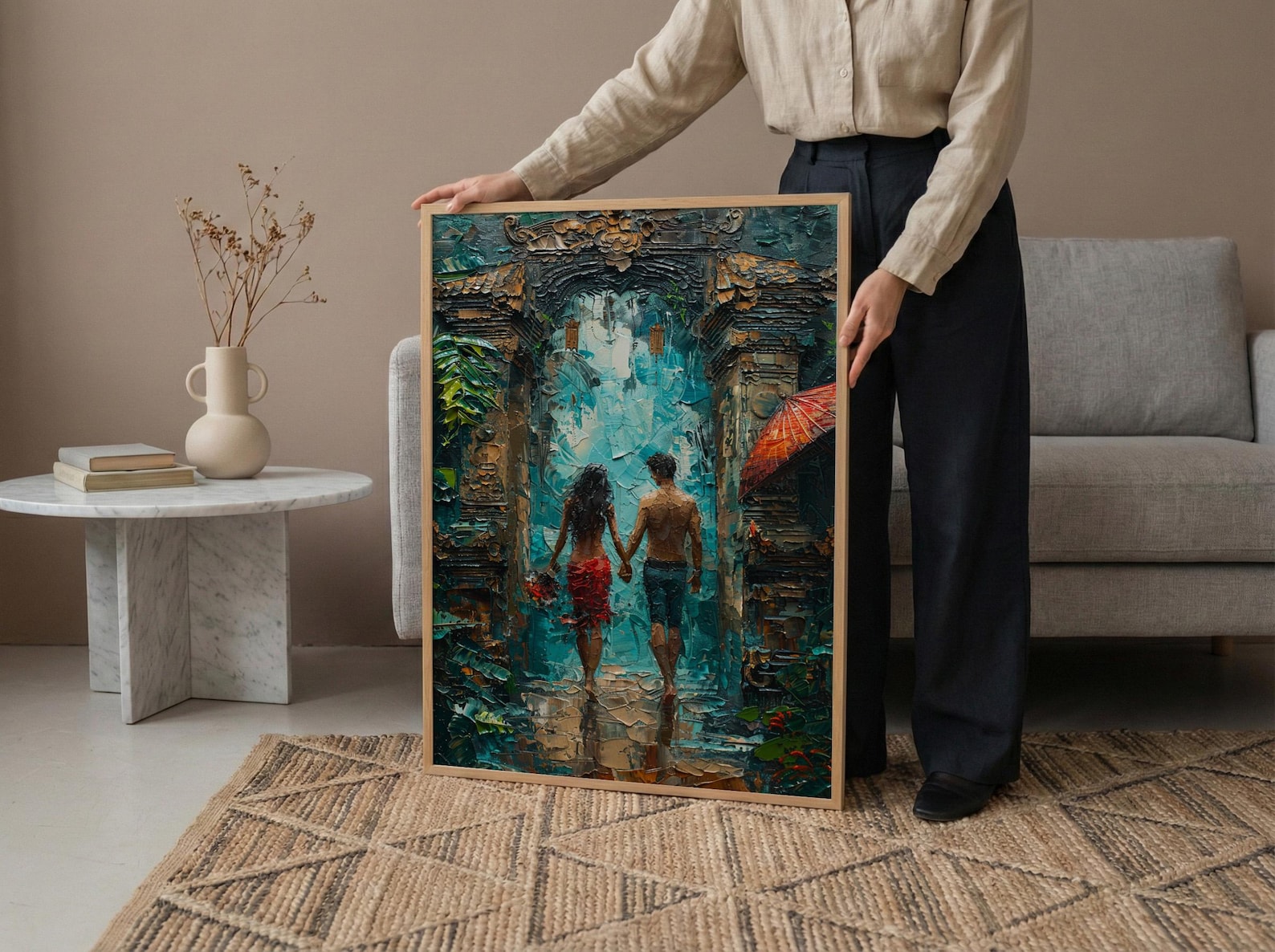Bali Temple Gate Art, Indonesia Jungle Print - Honeymoon Gift — view 5