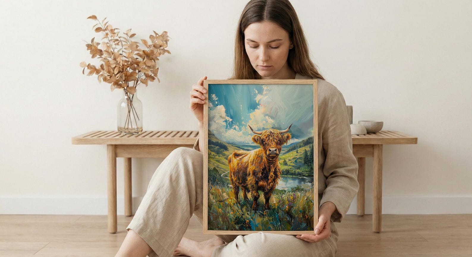 Scottish Highlands Wall Art, Highland Cow Decor - Moody Nature Print — view 6