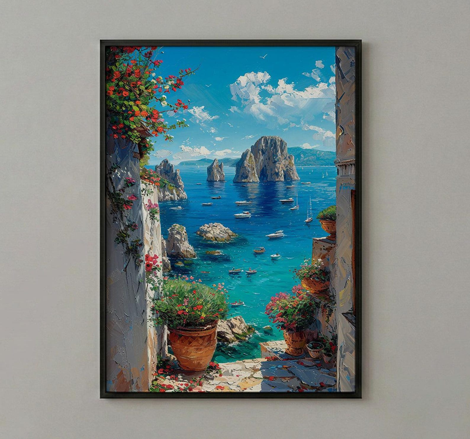 Capri Italy Wall Art, Faraglioni Rock Decor - Blue Ocean Poster — view 2