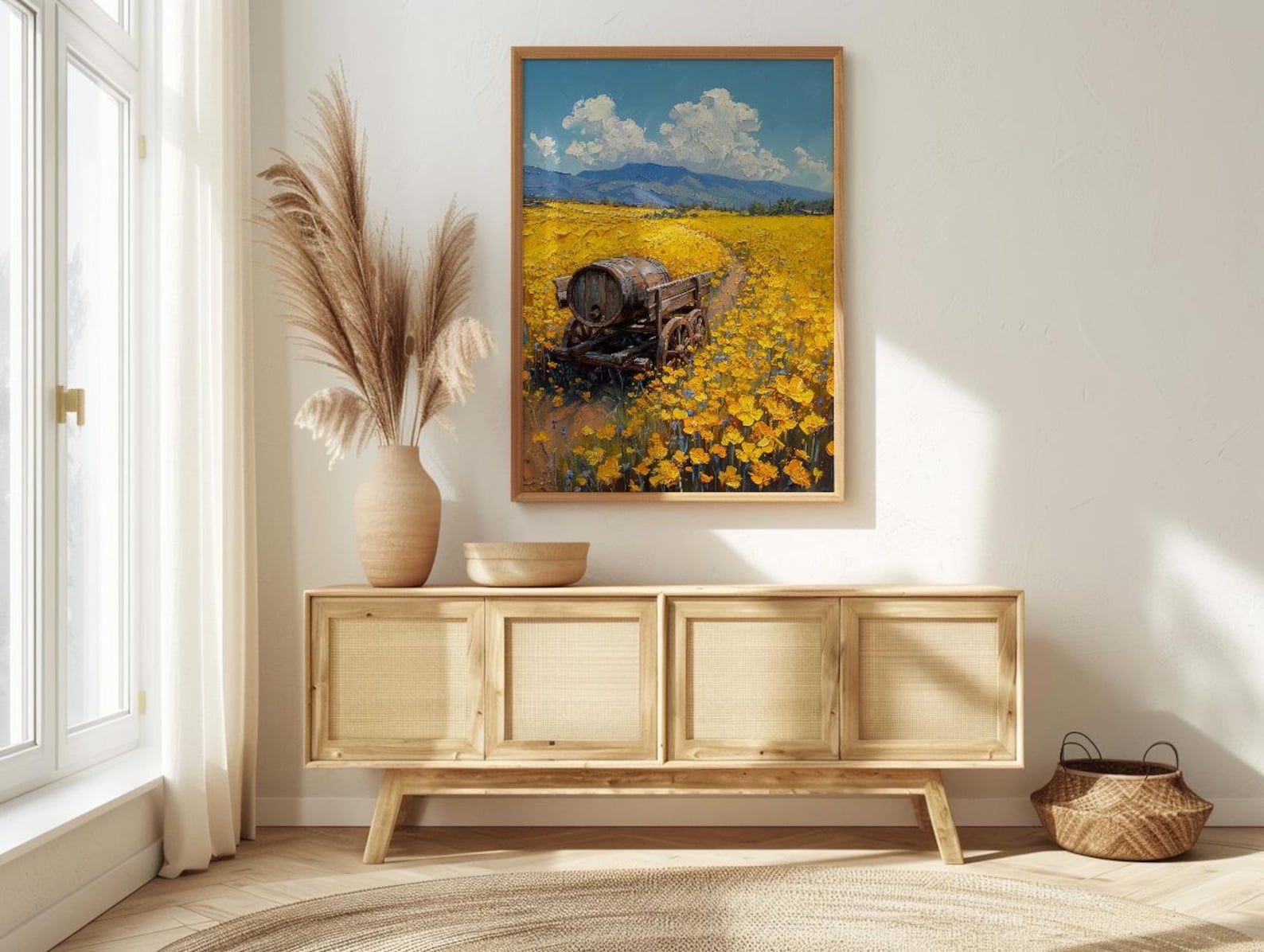 Napa Valley Art Print, Rustic Vineyard Decor - Spring Mustard Art — view 3