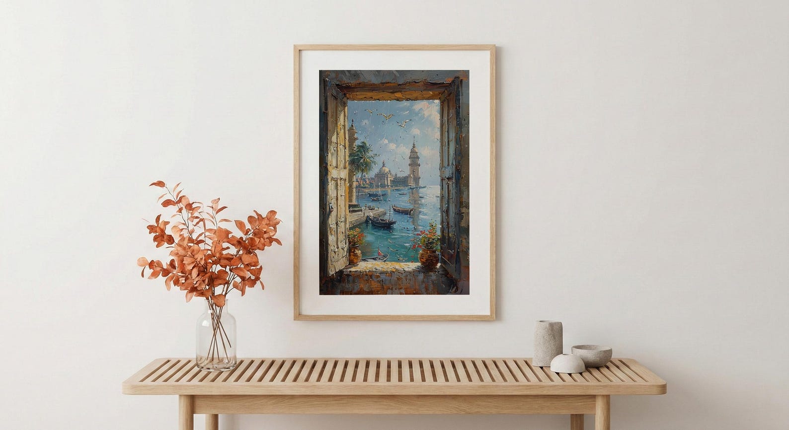 Mumbai Window Poster, Rainy City Wall Decor - Gateway of India Art — view 3