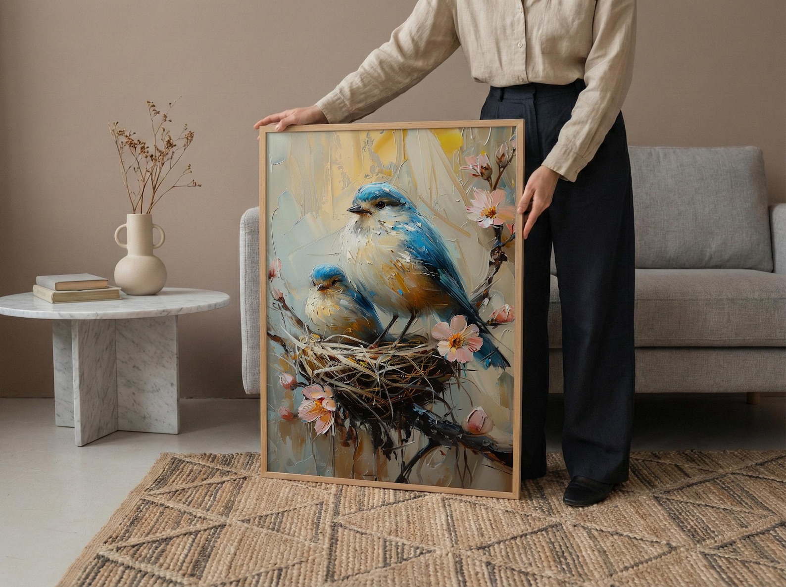 Mother Bird Wall Decor, Nesting Spring Print - Gift for Mom — view 5