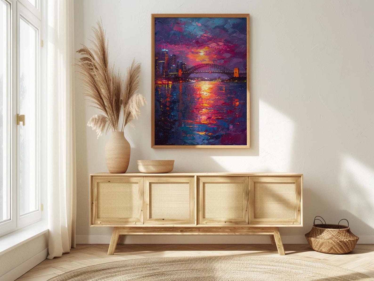 Sydney Harbour Night City Poster, Australia Travel Home Decor - Colorful Evening Coast Summer Scene — view 4