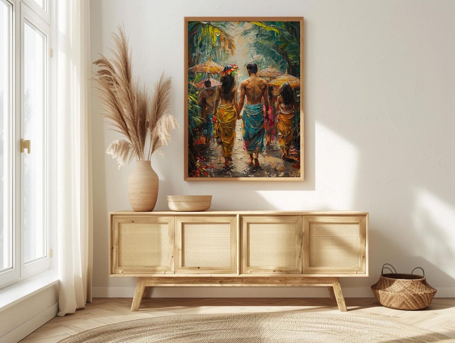 Balinese Wedding Procession Art, Bali Tropical Decor - Asian Wedding Gift — view 5