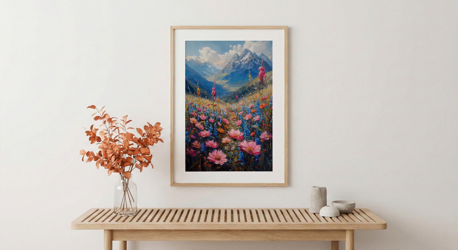 Himalayas Flower Valley Wall Art, Spring Mountain Print - Living Room Decor — view 6