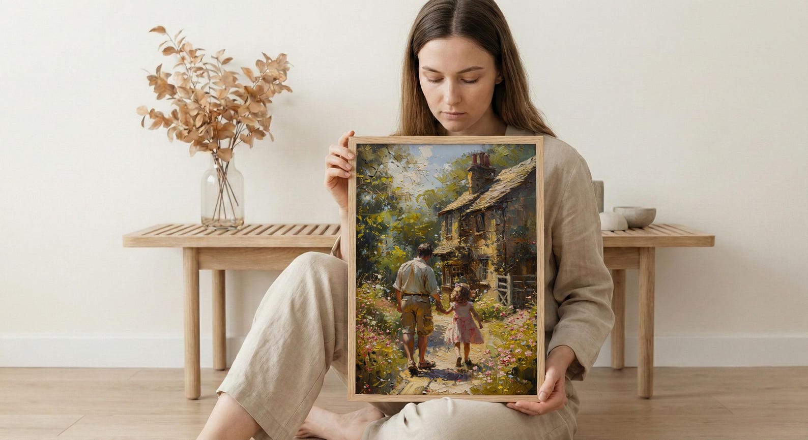 English Countryside Art Print, Father And Child Poster - Cozy Country Decor — view 6