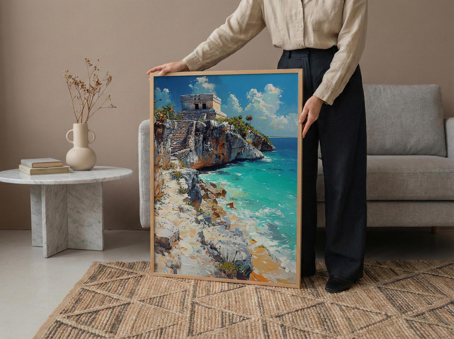 Tulum Ruins Poster, Mexico Beach Wall Decor - Mayan Stone Art — view 6