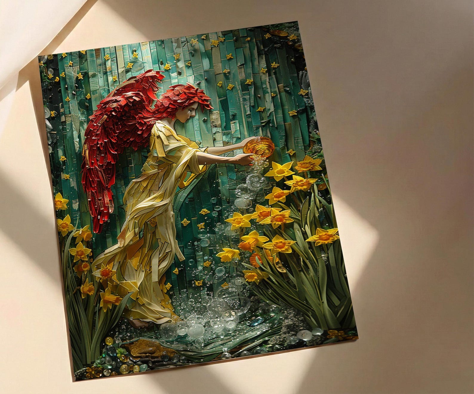 Temperance Tarot Wall Decor, Yellow Daffodil Spring - Living Room Decor — view 2