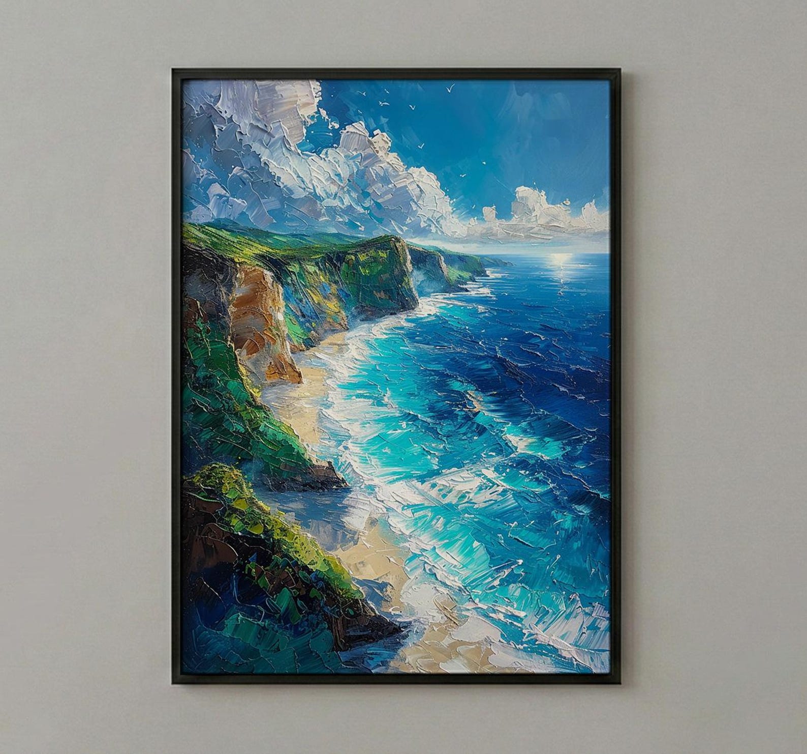 Nusa Penida Poster, Dinosaur Cliff Decor - Deep Blue Ocean Art — view 3