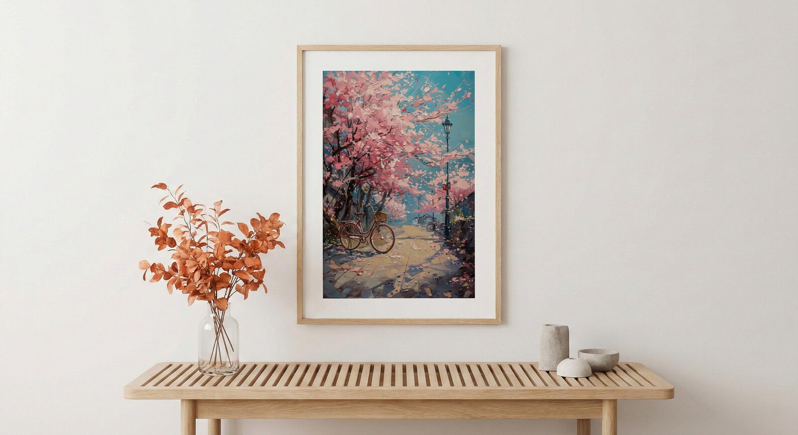 Jinhae Cherry Blossom Poster, Retro Bicycle Spring Art - Housewarming Gift — view 4