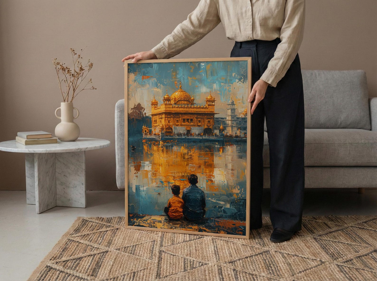 Golden Temple Poster, Father And Grandson Wall Decor - Historic Landmark Art — view 6