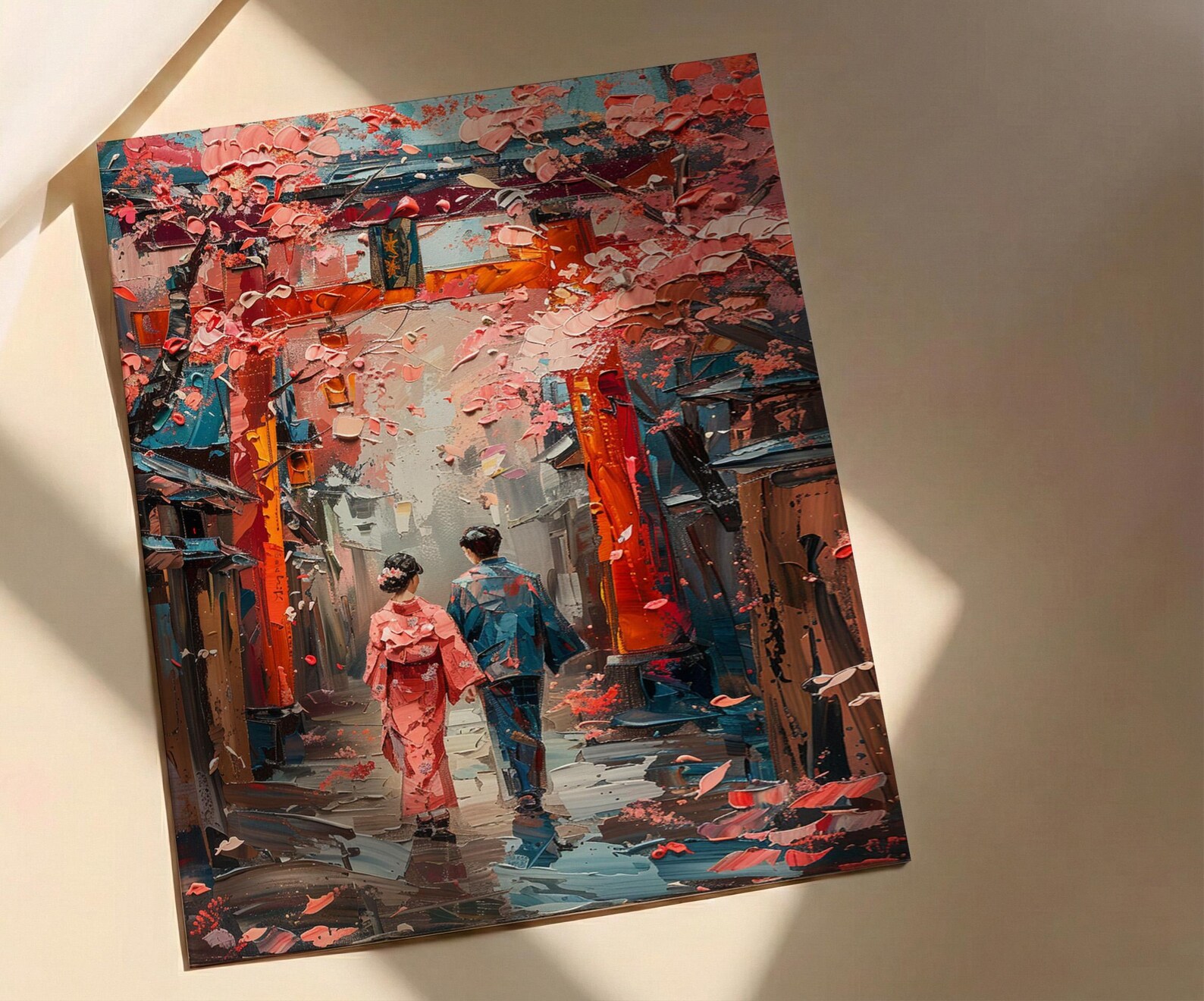 Japanese Torii Gate Poster, Cherry Blossom Art Print - Anniversary Gift — view 2