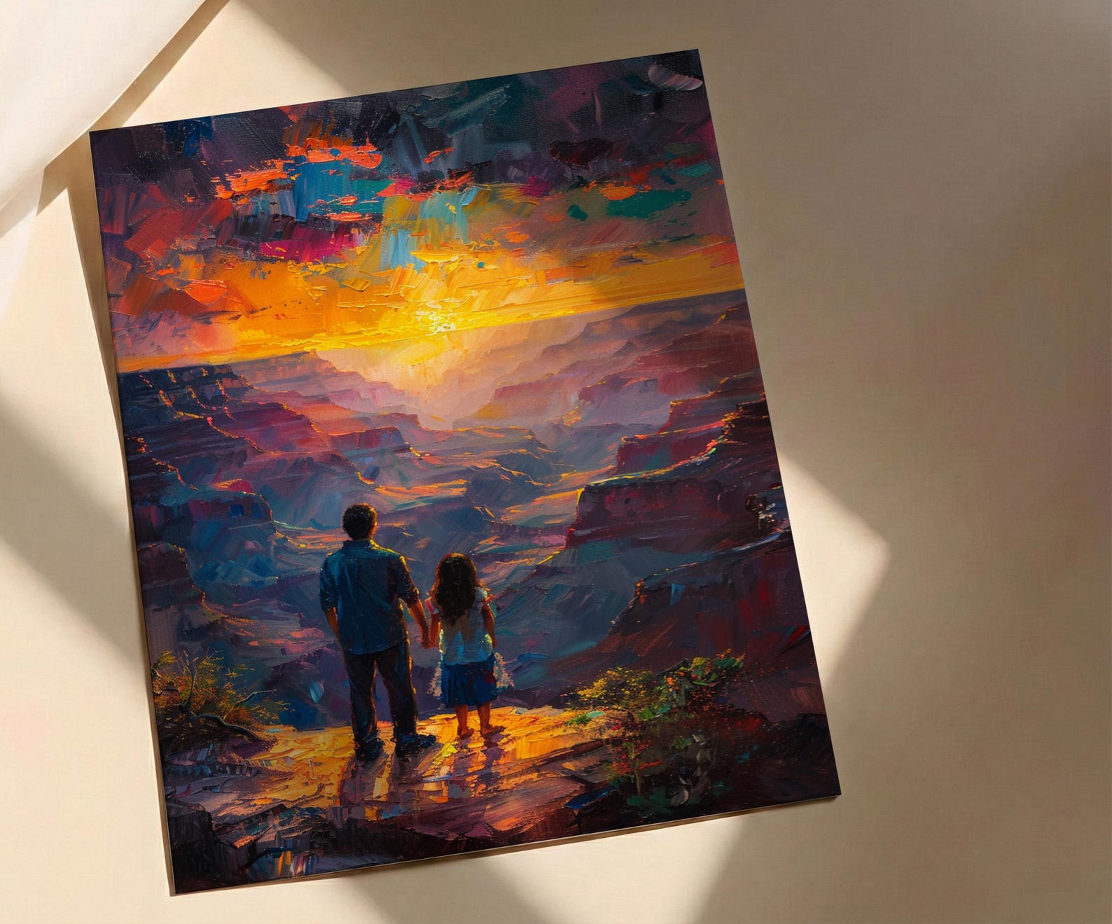 Grand Canyon Art Print, Father And Daughter Decor - Desert Sunset Landscape — view 2