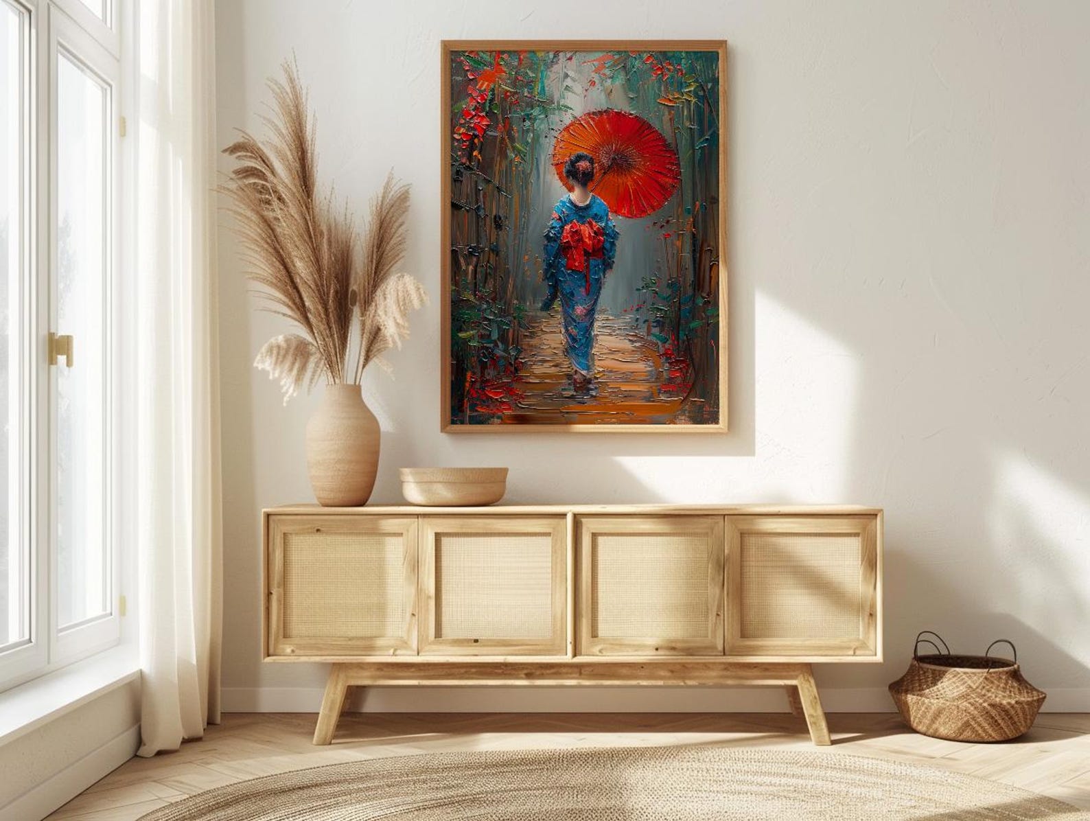 Kyoto Geisha Poster, Red Umbrella Decor - Japan Street Art — view 4