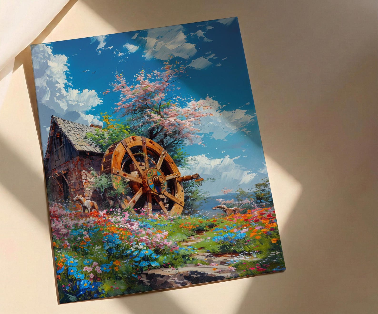 Wheel of Fortune Tarot Poster, Spring Magic Sky Art Print - Entryway Decor — view 2