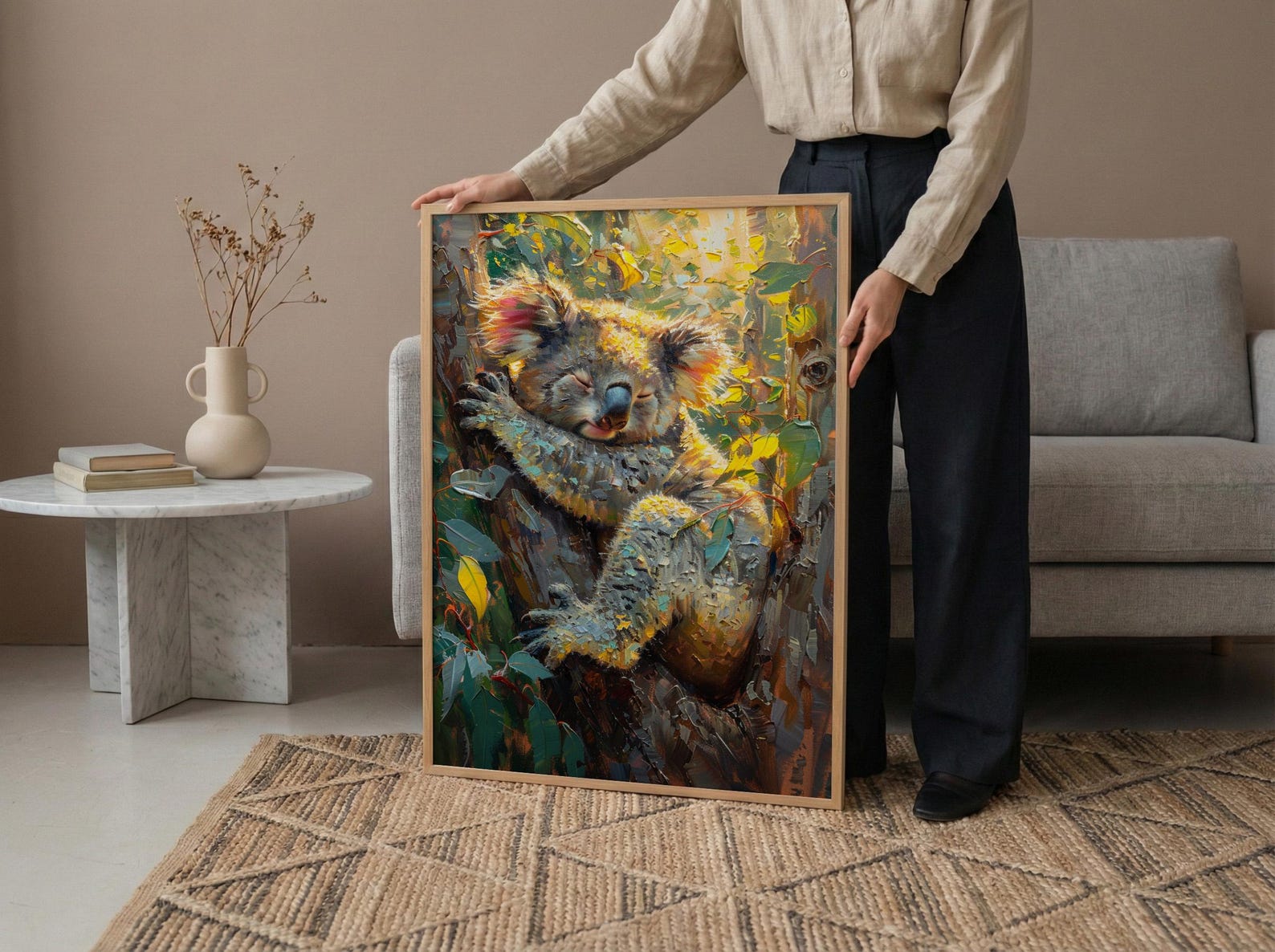 Cute Koala Bear Wall Art, Eucalyptus Tree Home Decor - Australia Nature Forest Summer Scene — view 6