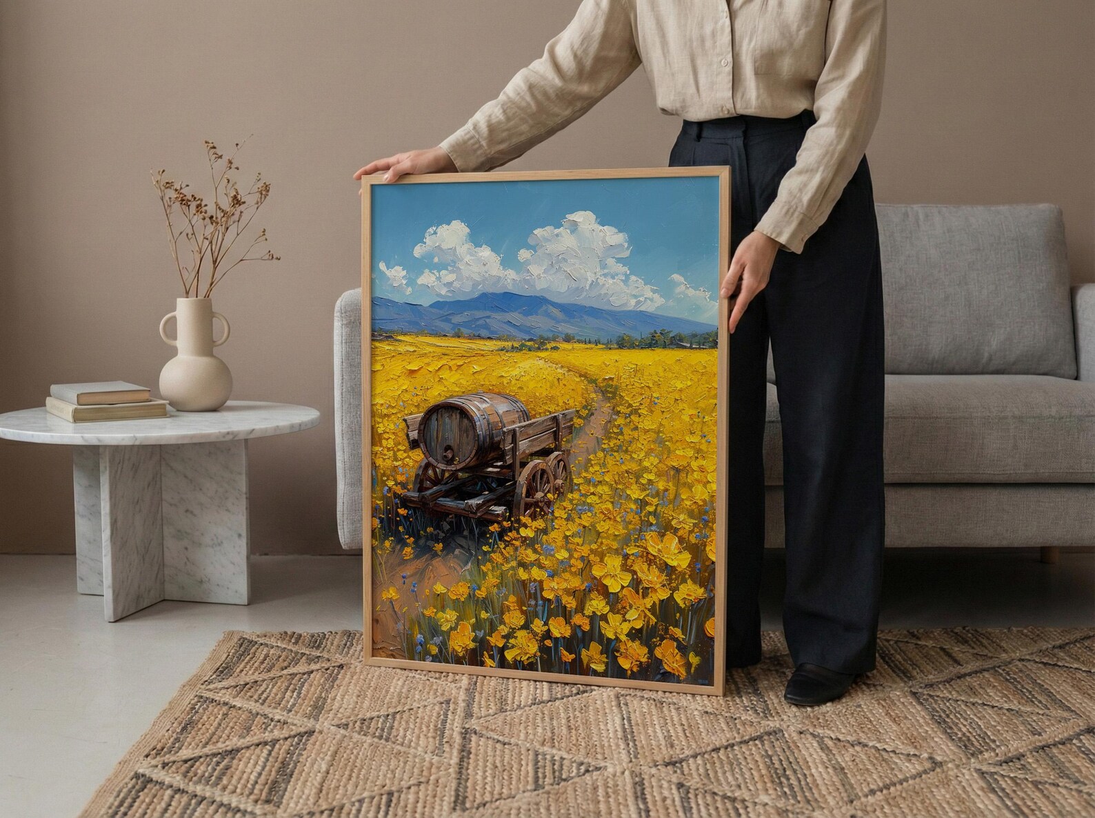 Napa Valley Art Print, Rustic Vineyard Decor - Spring Mustard Art — view 5