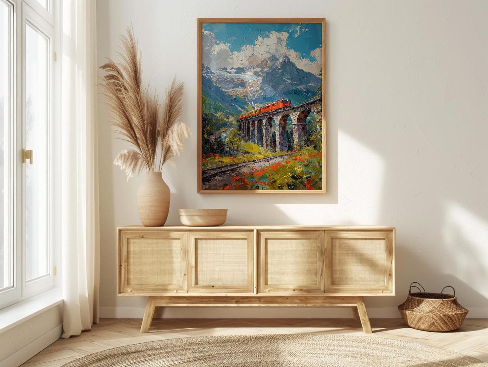 Swiss Train Poster, Switzerland Nature - Stone Viaduct Print — view 4