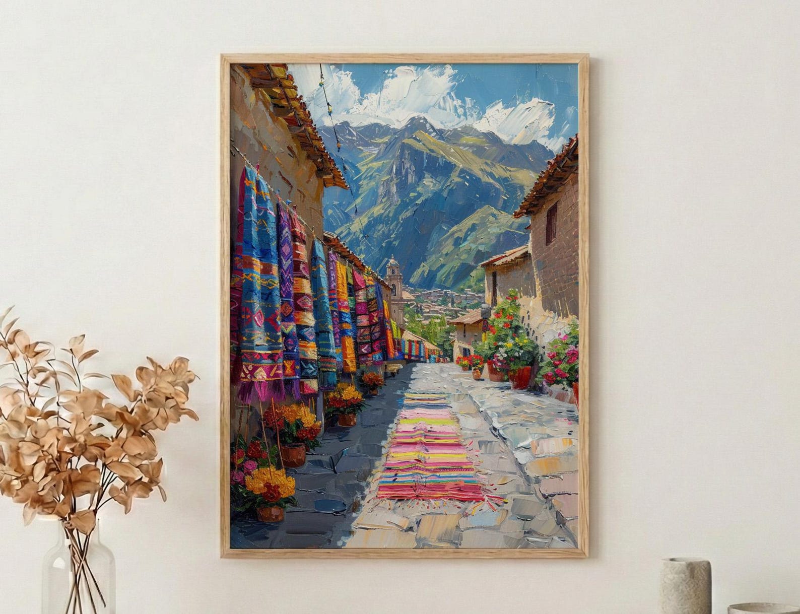 Pisac Market Art Print, Andean Textile Decor - Peru Summer Wall Art