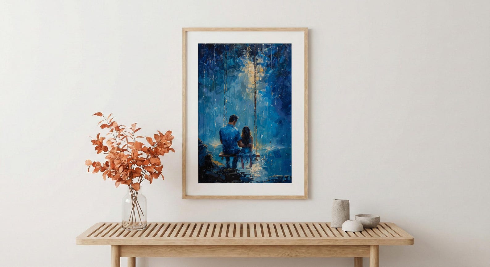 Porch Swing Poster, Father And Child Decor - Summer Storm Landscape Art — view 4
