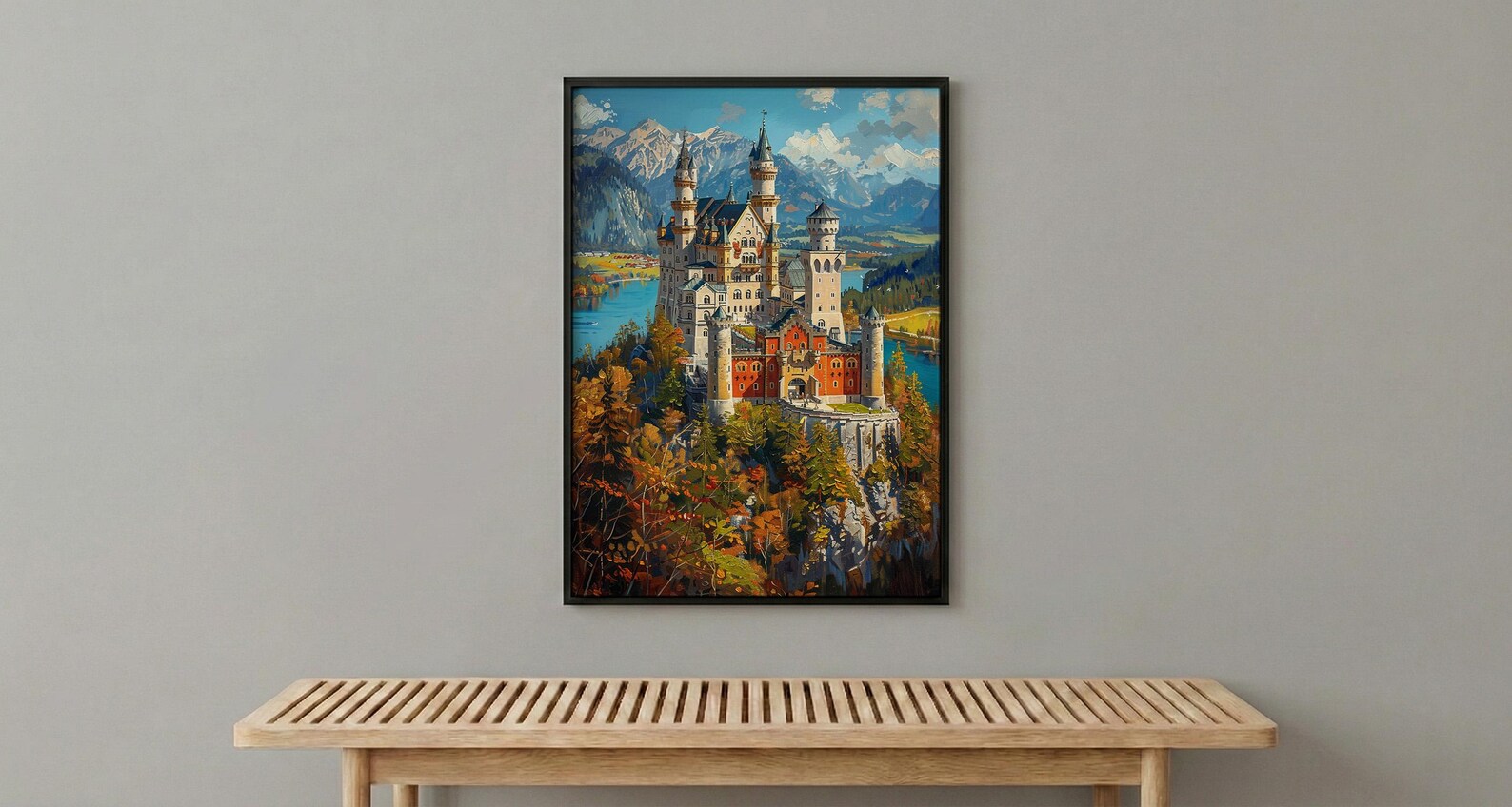 Bavarian Alps Poster, Germany Castle Decor - Neuschwanstein Art — view 6