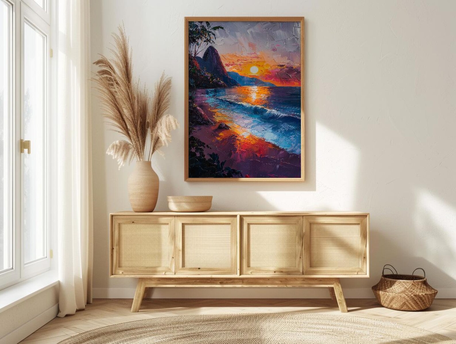 Rio Sugarloaf Mountain Poster, Brazil City Nature Decor - Vibrant Orange Sunset Sky — view 4