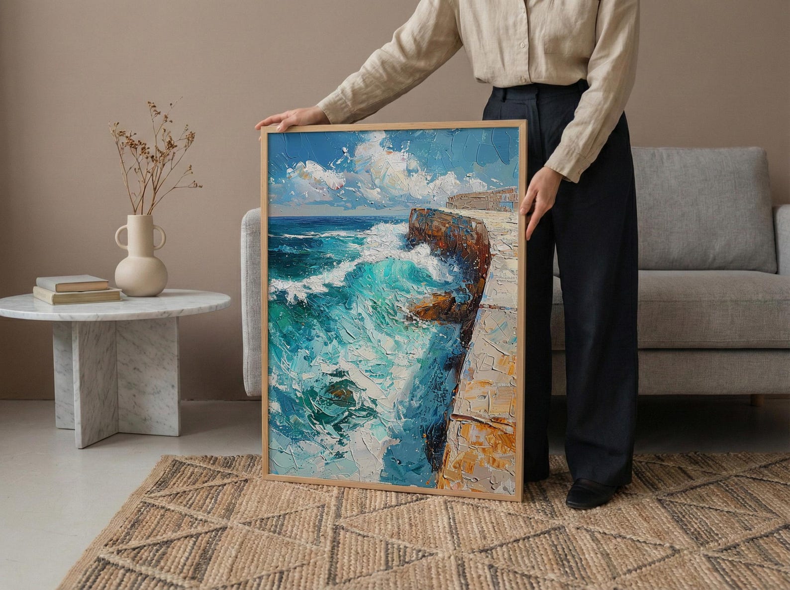 Bondi Beach Iceberg Ocean Poster, Summer Travel Home Decor - Vibrant Turquoise Coast Summer Picture — view 4