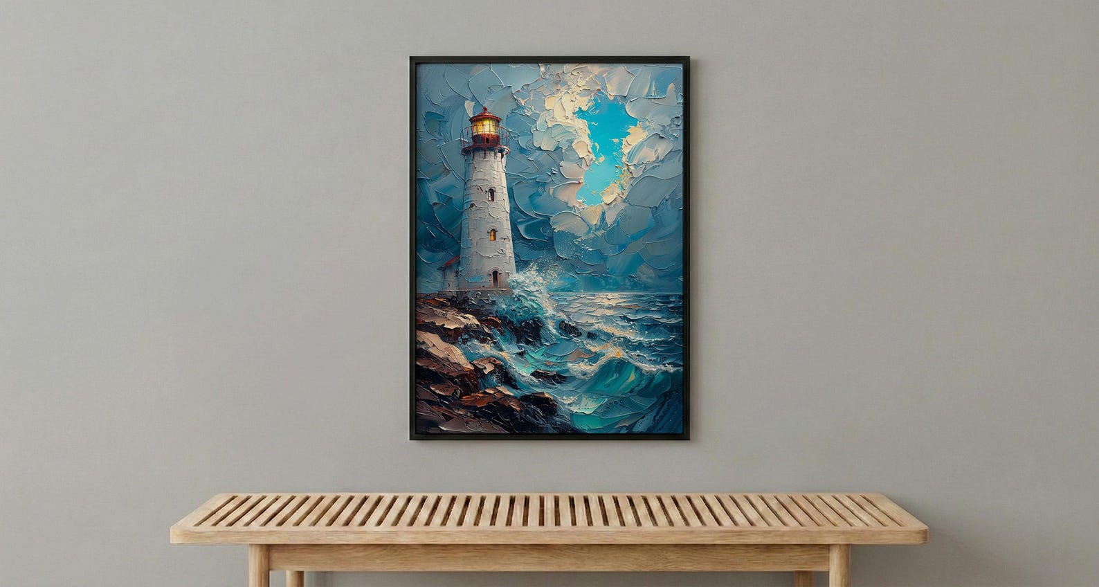 Acadia National Park Art Print, Maine Coast Lighthouse Decor - Crashing Ocean Wave Summer — view 6