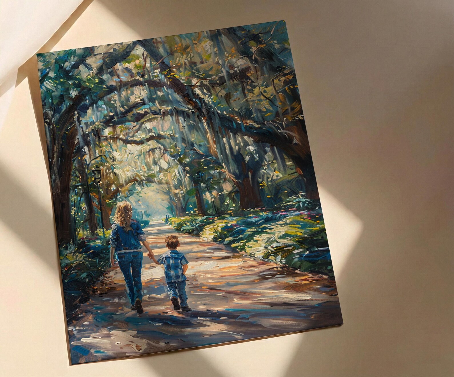 Savannah Forsyth Park Print, Southern Oak Tree Wall Art, Mothers Day Gift From Son, Mom And Son Poster, Museum Quality Decor — view 2