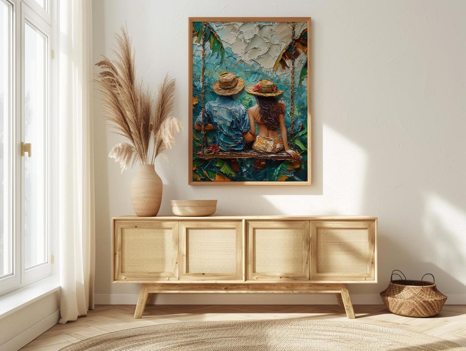 Bali Poster, Ubud Rice Terrace Art Print, Jungle Swing Wall Art, Tropical Nature Painting, Boho Asian Decor — view 4