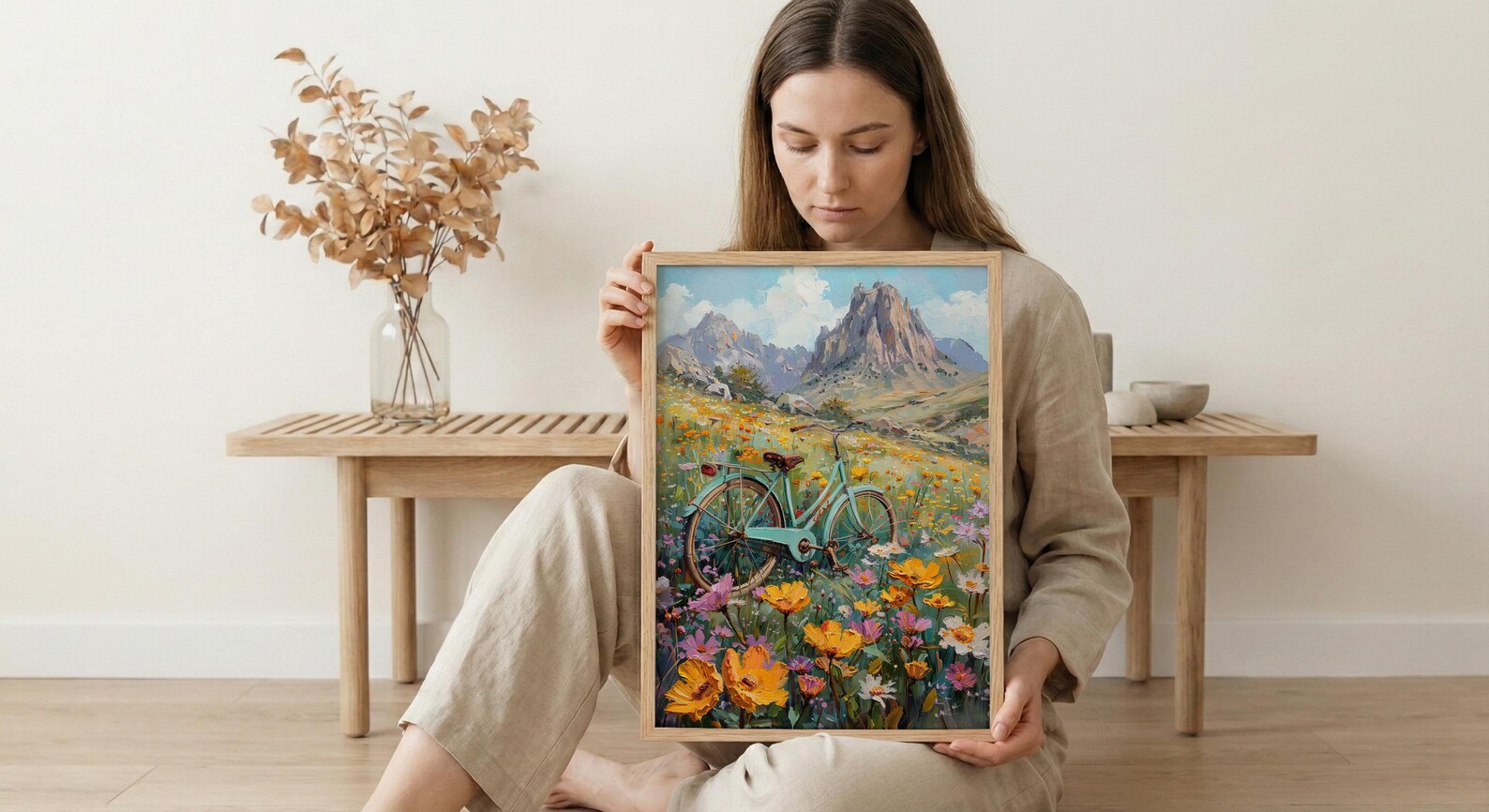 Cappadocia Art Print, Fairy Chimney Wall Decor - Wildflower Landscape — view 6