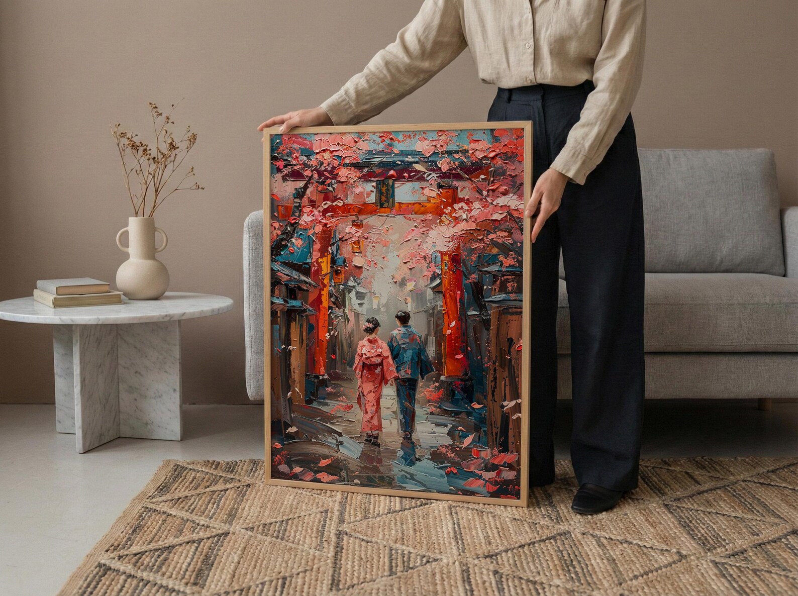 Japanese Torii Gate Poster, Cherry Blossom Art Print - Anniversary Gift — view 6