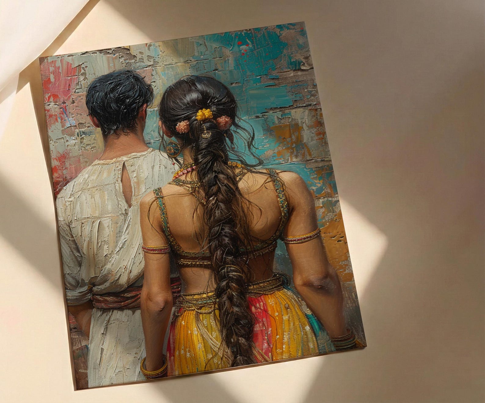 Indian Artisan Art Print, Father And Daughter Decor - Vibrant Culture Poster — view 2