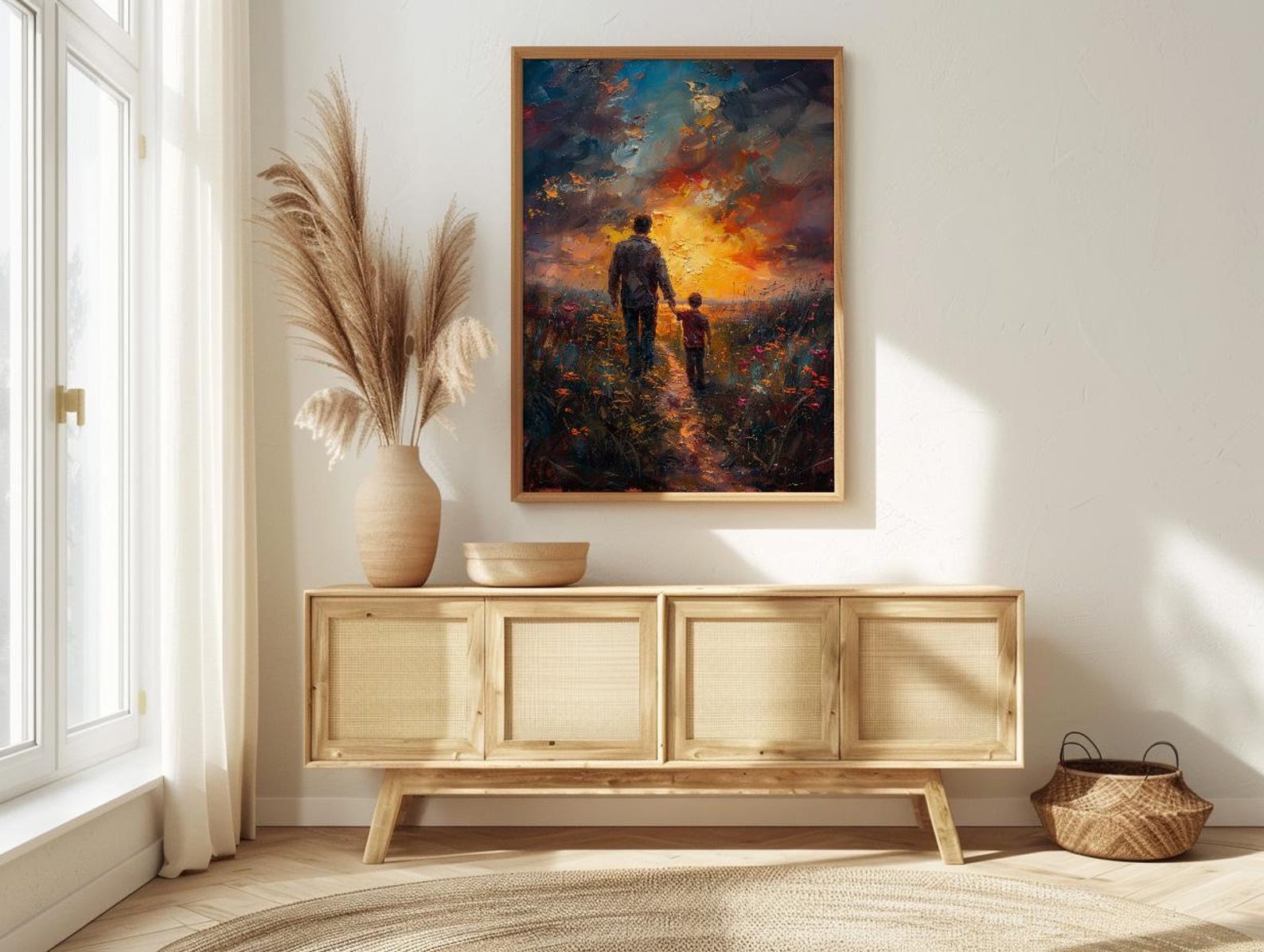 Father And Son Wall Art, Walking Together Decor - Sunset Country Print — view 4