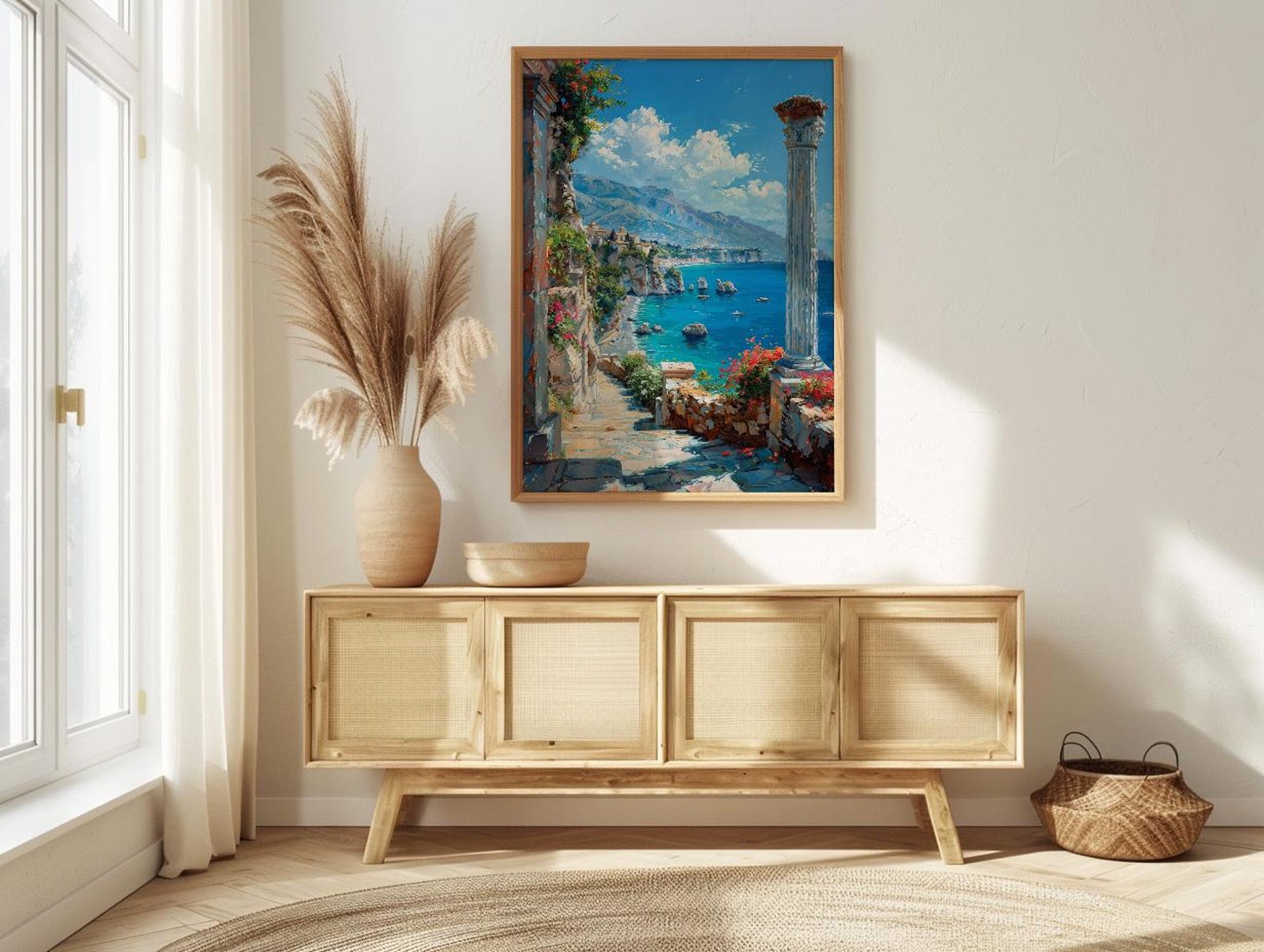 Taormina Sicily Wall Art, Italy Coastal Home Decor - Beautiful Ancient Greek Theater Summer Landscape — view 4